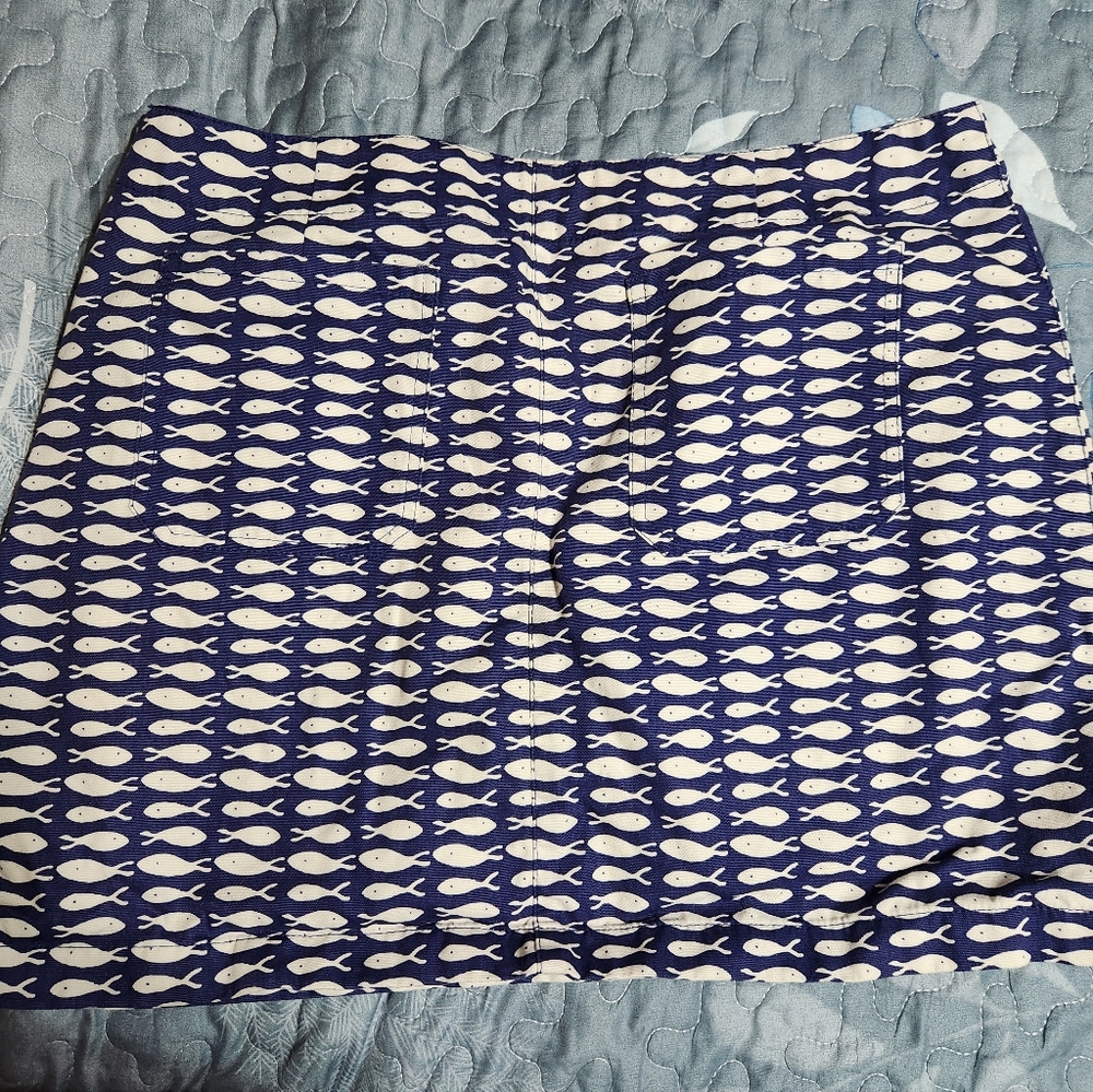 Garnet Hill Blue and White Mini Skirt - Picture 8 of 11